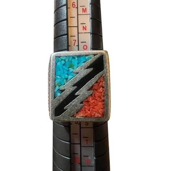 Vintage Men's G&S Sterling Silver Inlay Lightning Bolt-1985 Marked-size 8.5 - Picture 5 of 6